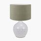 Willow White Leaf Detail Stoneware Table Lamp Base with Edward 40cm Pistachio Green Linen Cylinder Lampshade
