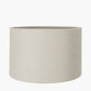 Willow White Leaf Detail Stoneware Table Lamp Base with Lino 40cm Grey Self Lined Linen Cylinder Lampshade