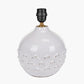 Willow White Leaf Detail Small Stoneware Table Lamp Base with Milos 25cm Pistachio Green Linen Tapered Lampshade