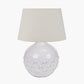 Willow White Leaf Detail Small Stoneware Table Lamp Base with Coast 25cm Cream Calico Tapered Lampshade