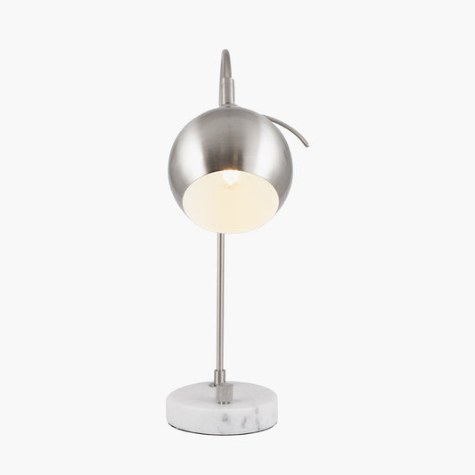 Feliciani��Brushed Silver Metal and White Marble Task Lamp