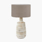 Dambula White Wash Wood Textured Tall Neck Table Lamp Base with Edward 40cm Natural Linen Cylinder Lampshade