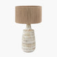 Dambula White Wash Wood Textured Tall Neck Table Lamp Base with Issa Natural Rope 40cm Cylinder Lampshade
