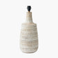 Dambula White Wash Wood Textured Tall Neck Table Lamp Base with Lino 35cm White Self Lined Linen Cylinder Lampshade