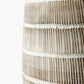 Dambula White Wash Wood Textured Tall Neck Table Lamp Base with Lino 40cm White Self Lined Linen Cylinder Lampshade