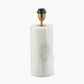 Kiorini White Marble Table Lamp Base with Lino 30cm Black Self Lined Linen Cylinder Lampshade