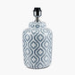 Celia Grey and White Pattern Ceramic Table Lamp Base with Harry 30cm Ivory Cotton Mix Cylinder Lampshade