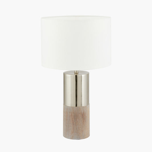 Etosha Grey Wood and Silver Metal Table Lamp