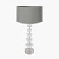 Rosa Glass and Silver Table Lamp Base with Harry 30cm Steel Grey Cotton Mix Cylinder Lampshade