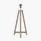 Whitby Grey Wash Wood Tapered 4 Post Table Lamp Base with Henry 35cm White Handloom Cylinder Lampshade