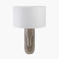 Visage Grey Face Design Tall Stoneware Table Lamp Base with Henry 45cm White Handloom Cylinder Lampshade
