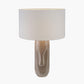Visage Grey Face Design Tall Stoneware Table Lamp Base with Henry 45cm White Handloom Cylinder Lampshade