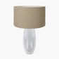 Visage White Face Design Small Stoneware Table Lamp Base with Henry 35cm Taupe Handloom Cylinder Lampshade
