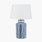 Samara Blue and White Aztec Pattern Ceramic Table Lamp Base with Winston 35cm White Handloom Tapered Lampshade