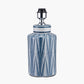 Samara Blue and White Aztec Pattern Ceramic Table Lamp Base with Henry 30cm White Handloom Cylinder Lampshade