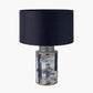 Fenella Black and White Photographic Design Table Lamp Base with Zara 40cm Black Silk Cylinder Lampshade