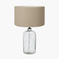 Ophelia Grey Bubble Glass Table Lamp Base with Henry 40cm Taupe Handloom Cylinder Lampshade