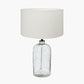 Ophelia Grey Bubble Glass Table Lamp Base with Henry 40cm White Handloom Cylinder Lampshade