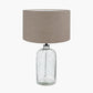 Ophelia Grey Bubble Glass Table Lamp Base with Edward 40cm Natural Linen Cylinder Lampshade