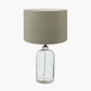 Ophelia Grey Bubble Glass Table Lamp Base with Edward 40cm Pistachio Green Linen Cylinder Lampshade