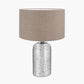 Ophelia Mercurial Glass Table Lamp Base with Edward 40cm Natural Linen Cylinder Lampshade