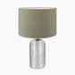 Ophelia Mercurial Glass Table Lamp Base with Edward 40cm Pistachio Green Linen Cylinder Lampshade