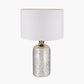 Ophelia Mercurial Glass Table Lamp Base with Lino 40cm White Self Lined Linen Cylinder Lampshade