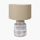 Paihia White Wash Wood Textured Short Table Lamp Base with Henry 30cm Taupe Handloom Cylinder Lampshade