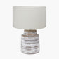Paihia White Wash Wood Textured Short Table Lamp Base with Henry 30cm White Handloom Cylinder Lampshade