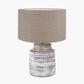 Paihia White Wash Wood Textured Short Table Lamp Base with Edward 30cm Natural Linen Cylinder Lampshade