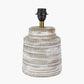 Paihia White Wash Wood Textured Short Table Lamp Base with Lino 30cm Grey Self Lined Linen Cylinder Lampshade