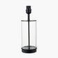 Westwood Clear Glass and Black Metal Table Lamp Base with Harry 35cm Black Cotton Mix Cylinder Lampshade