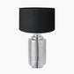 Zuri Large Shiny Silver Metal Pot Table Lamp Base with Harry 45cm Black Cotton Mix Cylinder Lampshade
