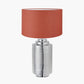 Zuri Large Shiny Silver Metal Pot Table Lamp Base with Henry 45cm Tobacco Handloom Cylinder Lampshade