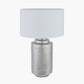 Zuri Large Shiny Silver Metal Pot Table Lamp Base with Henry 45cm White Handloom Cylinder Lampshade