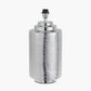 Zuri Large Shiny Silver Metal Pot Table Lamp Base with Lino 45cm Cinnamon Self Lined Linen Cylinder Lampshade