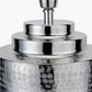 Zuri Large Shiny Silver Metal Pot Table Lamp Base with Lino 45cm Cinnamon Self Lined Linen Cylinder Lampshade