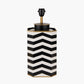 Oskar Black and White Chevron Hand Painted Metal Table Lamp Base with Stellan 40cm Black Slubbed Silk Mix Gold Lined Cylinder Lampshade
