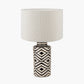 Chirala Black and White Tall Ikat Ceramic Table Lamp Base with Rouen 35cm White Boucle Cylinder Lampshade