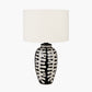 Elkorn Black and White Tall Coral Ceramic Table Lamp Base with Rouen 35cm White Boucle Cylinder Lampshade