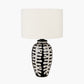Elkorn Black and White Tall Coral Ceramic Table Lamp Base with Rouen 35cm White Boucle Cylinder Lampshade