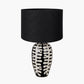 Elkorn Black and White Tall Coral Ceramic Table Lamp Base with Lino 35cm Black Self Lined Linen Cylinder Lampshade