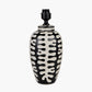 Elkorn Black and White Tall Coral Ceramic Table Lamp Base with Lino 35cm Black Self Lined Linen Cylinder Lampshade