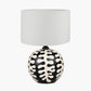 Elkorn Black and White Coral Ceramic Table Lamp Base with Lino 30cm White Self Lined Linen Cylinder Lampshade