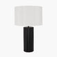 Petula Black Metal Scallop Table Lamp Base with Bloom 40cm White Handloom Scalloped Cylinder Lampshade