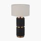 Alnico Black and Brass Metal Textured Table Lamp Base with Quinn 35cm Slubby Hopsack Cylinder Shade