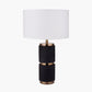 Alnico Black and Brass Metal Textured Table Lamp Base with Harry 35cm Ivory Cotton Mix Cylinder Lampshade