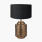 Zuri Antique Brass Metal Pot Table Lamp Base with Harry 40cm Black Cotton Mix Cylinder Lampshade