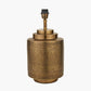 Zuri Antique Brass Metal Pot Table Lamp Base with Lino 40cm Black Self Lined Linen Cylinder Lampshade