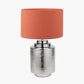Zuri Shiny Silver Metal Pot Table Lamp Base with Lino 35cm Cinnamon Self Lined Linen Cylinder Lampshade